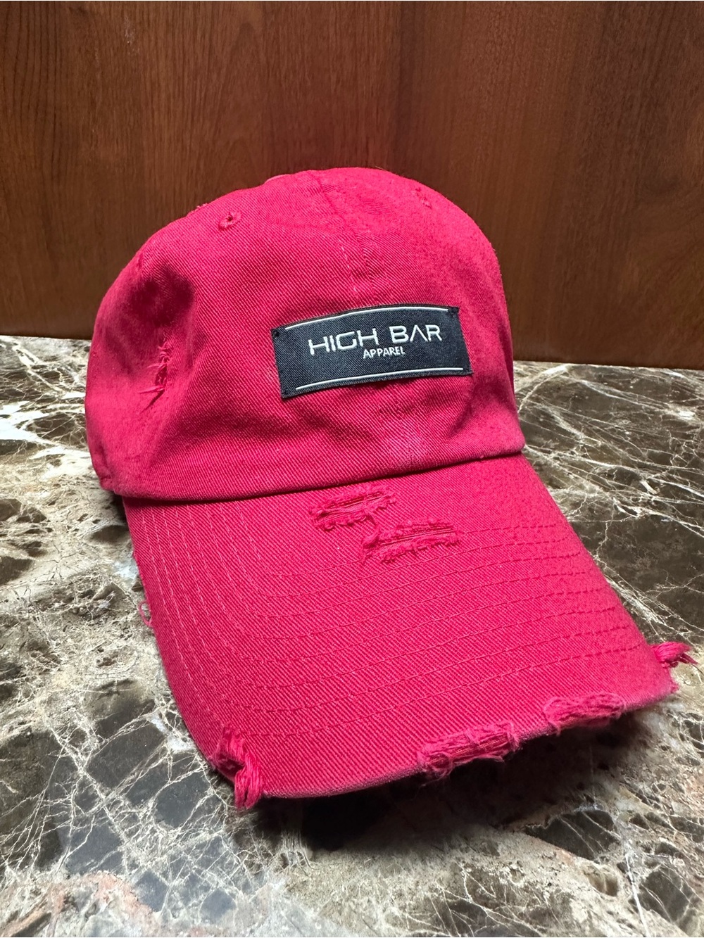 High Bar Distressed Red “Dad” Cap